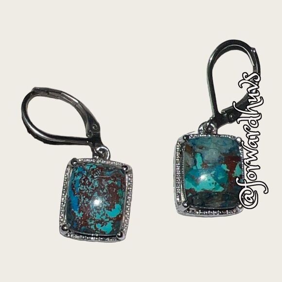 Bundle Sale 3 for $15 | Silver Tone |Blue Green Stone | Dangle Earrings - Picture 1 of 8